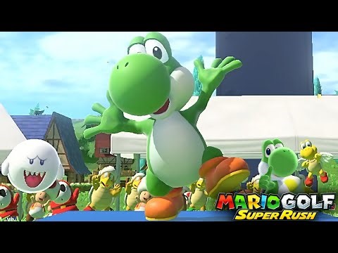 Mario Golf Super Rush Yoshi vs Toadette vs Boo at Bonny Greens