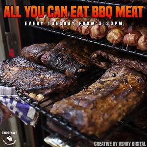 4.4K views · 39 reactions | FOR ALL OUR BBQ MEAT LOVERS OUT THERE. OUR ALL YOU CAN EAT TUESDAYS ARE DEDICATED TO YOU! EVERY TUESDAY FROM 5:30PM. Bookings are a must: www.thirdwavecafe.com.au 肋2 COURSES OF OUR ENTREES  A SELECTION OF SIDES  ALL OF OUR MEATS (PORK RIBS, BEEF RIBS, CHICKEN WINGS ETC) ANY DESSERT FROM THE MENU DESSERT *Everyone on the table must participate | Third Wave BBQ | Facebook