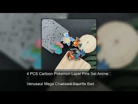 4 PCS Cartoon Pokemon Lapel Pins Set Anime Venusaur Mega Charizard Squirtle Badges Brooches for