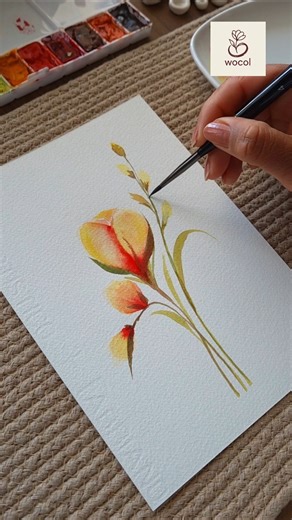 5 minutes easy watercolor painting session #wocol #floralartist