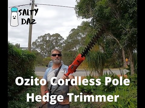 Ozito cordless pole hedge trimmer