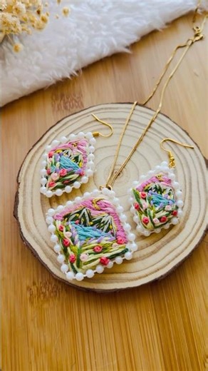 Embroidery pendant and earrings |@Thebloomingthreads #shorts#shortsfeed