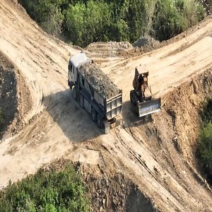 1.2M views · 11K reactions | Great Work's Action Dump Truck SCANIA HYUNDAI TRAGO Unloading Soil Filling Land With Bulldozer KOMATSU P. | Aprender color aprender para la vida | Facebook