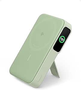 Anker MagGo Power Bank, Qi2 Certified 15W Ultra-Fast MagSafe-Compatible Portable Charger, 10,000mAh Battery Pack with Smart Display and Foldable Stand, For iPhone 15/14/13/12 Only(USB-C Cable Include)