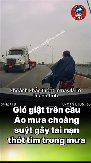 Gusts of wind on the bridge nearly caused an accident as raincoats were draped over their shoulde...