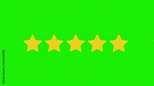 5 stars rating animated feedback review background green screen cartoon element 4k