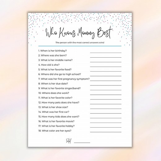 Who Knows Mommy Best Baby Shower Game Printable, How Well Do You Know Mommy to Be Baby Shower Activity Planner Download, Mom to Be Quiz - Etsy