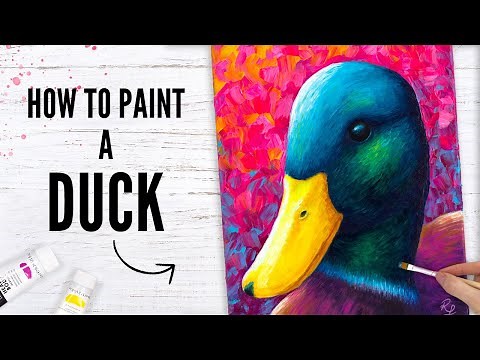 How to Paint a Duck in Acrylics / Colorful Duck Painting Timelapse