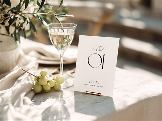 Editable Wedding Table Numbers DIY Table Number Signs Classic Black and White Table Placecard - Etsy