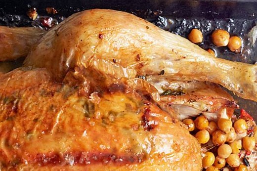 Roast Chicken with Chickpea Stuffing