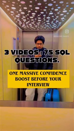 Abhisek Sahu on Instagram: "You know that panic before an SQL interview? When you feel one solid practice set could boost your confidence instantly? That’s exactly why this Last-Minute SQL Interview Kit exists. ✅ Follow & Comment '75' , I will send exact links of this resources It’s designed to increase your success chances by up to 75% by focusing only on what actually gets asked. You’ll solve 75 medium + hard SQL questions through just 3 powerful videos: 1 - Solve 50 questions on hospital data