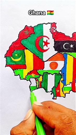 Draw Flag Map of Ghana 🇬🇭 #ghana #flag