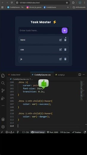 Modern To-Do App using HTML, CSS & JavaScript 😍 | #webdevelopment #javascript #shorts