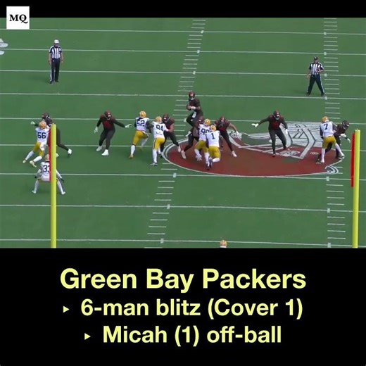 Packers running a 6-man blitz vs. the Browns for a sack.
