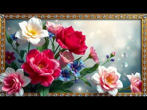 Celestial Harmony | 4K Flowers with Crystal Elegance | Silent Background