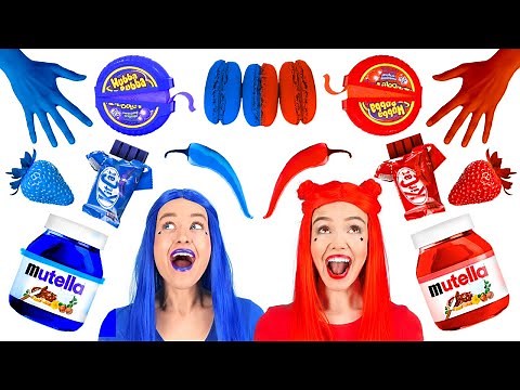 123GO! Color Food Challenge 🍎🔵 Red vs Blue – 24-Hour Eating Fun