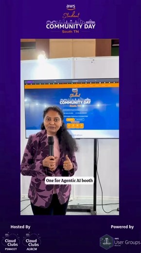 🎤 We’re beyond thrilled to have AWS Hero & AWS User Group Bengaluru's co-organiser — Bhuvaneswari Subramani — share her words of encouragement for AWS Student Community Day – South TN! 🌟 🌟 Proud Moment! PSNA College of Engineering and Technology takes immense pride in hosting the first-ever AWS Student Community Day – South TN , in collaboration with AURCM and AWS User Group Madurai! 🎉 🔥 For the first time ever in South TN region, we’re bringing together 300 passionate students, professiona