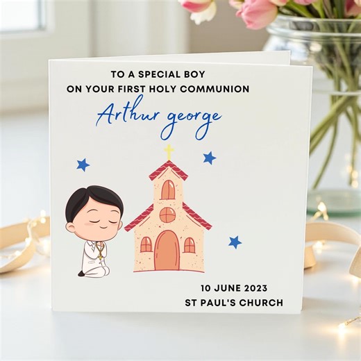 Personalised First Holy Communion Card for Boy, Custom Name & Date Communion Card, Catholic First Communion Keepsake - Etsy Australia