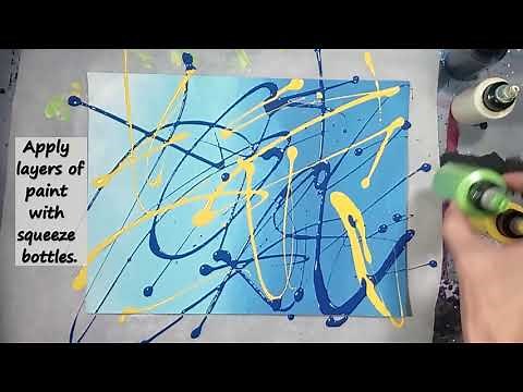 Abstract Painting Technique: Splashes of Colour Acrylic Painting with Squeeze Bottles
