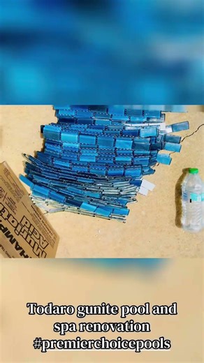 Todaro gunite pool and spa renovation - glass tiles and Diamondbrite plaster #premierchoicepools