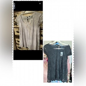Torrid Lace Short Sleeve Tops, NWT, Size 0 (L 12) Black & White, set of 2