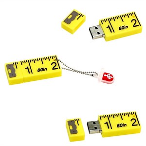 Cool Flash Drive - 16 Gig USB Flash Drive - Ruler USB Flash Drive - Ruler Pen Drive (Yellow Ruler)