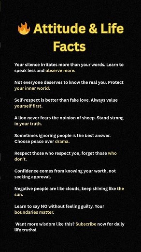 🔥 10 Powerful Attitude & Life Facts | Boost Confidence & Self-Respect #motivation