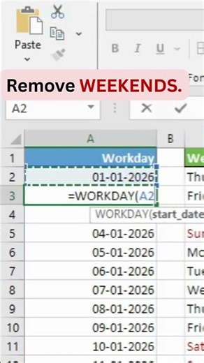Remove WEEKENDS from series of DATE. #exceltips #exceltricks #exceltutorial