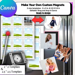 Photo Magnet Template, DIY Square Magnets, Canva Editable (digital Download) - Etsy