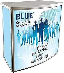 M&T Displays Portable Trade Show Podium Table Display Convex Counter Speech Stand Without Printing Pop Up for Exhibition Reception Event Desk 31.50 x 18.50 Inches Aluminum