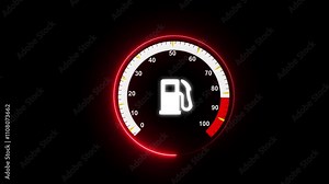 Car tachometer. The arrow moves up Futuristic interface HUD ,Car Industry. Mile Counter Increasing. Electromobility Turning On The Car Dashboard
