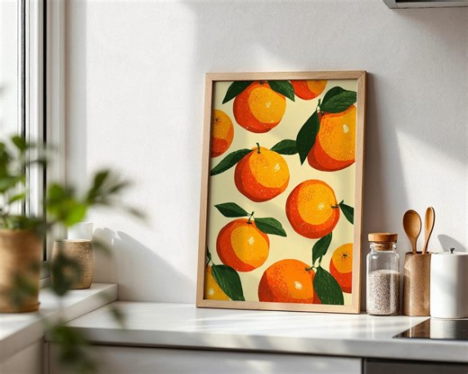 Oranges Art Print - Illustration Wall Art - Orange Wall Art - Home Kitchen Wall Decor - Etsy