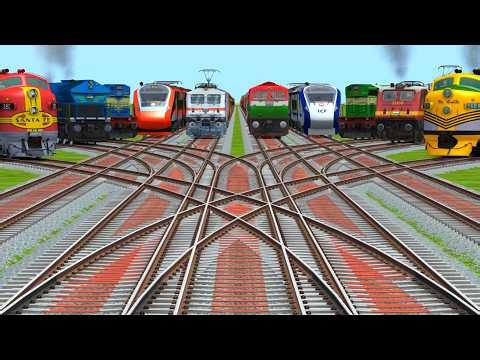 😤All Realistic Trains Go Away from Yard Bumpy Railroad Tracks | train simulator gameplay