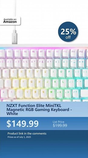 NZXT Function Elite MiniTKL Magnetic RGB Gaming Keyboard - White