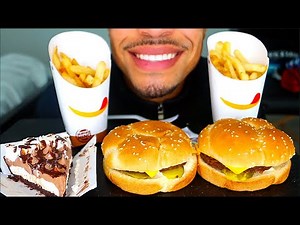 ASMR | BURGER KING CHEESEBURGERS FRIES HERSHEY'S SUNDAE PIE | BIG BITES EATING MOUTH SOUNDS MUKBANG