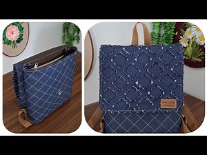 ✂️easy way to sew a luxury backpack from old jeans:Easy trick for sewing a patchwork backpak