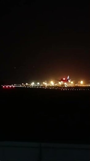 Night flight landing at Colombo airport. INDIGO