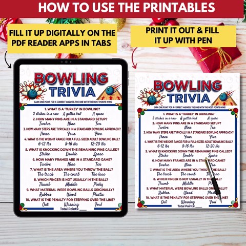 Bowling Trivia Game Printable,ten Pin Bowling Party Quiz for Kids & Adults,retirement Activity for Seniors(men and Women),office Party Game - Etsy