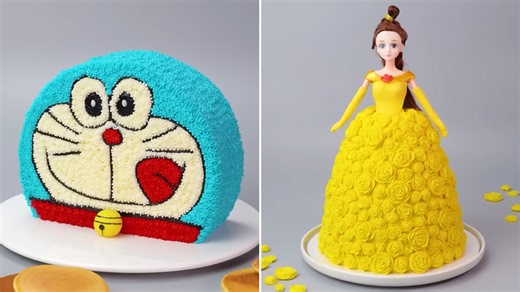 Cartoon character cake and princess doll cake