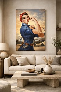 Wwii rosie the riveter aviation wall art | created by skycanvasprints and generated by ai | empowered women of flight | wwii poster | gift - Etsy