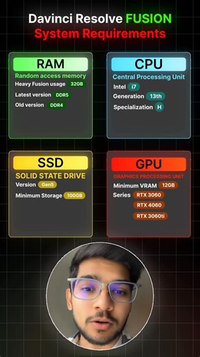 Control Z | Film Maker | DaVinci Resolve Fusion System Requirements For heavy fusion Motion graphics and vfx Apke system specs? | Instagram