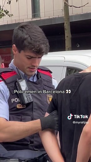 Why are all the policemen attractive in Europe 😂 #hotpolice #policeman #mossos #barcelona #hotman #spain