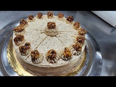 Best Tasting Cake Ever!!! Walnut Cake With Candied Walnuts Whipped Cream