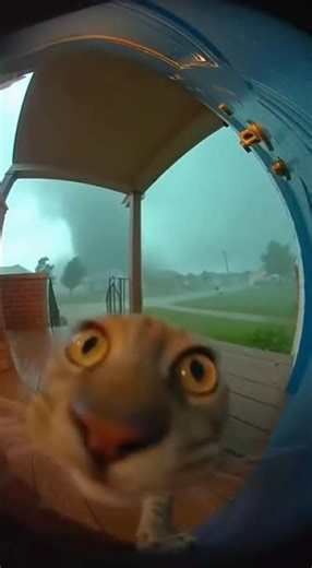 Ring Doorbell Captures Striped Tabby Stuck in a Storm #fyp #viral #RingDoorbell #nature