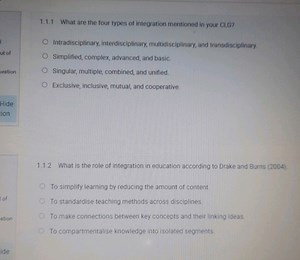 1.1.1 What are the four types of integration mentioned in your ... | Filo