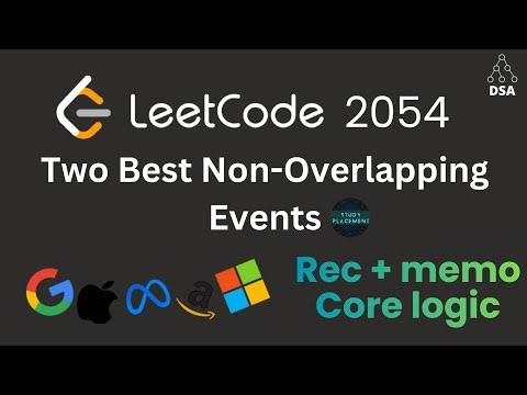 Two Best Non-Overlapping Events 🔥 | LeetCode 2054 | DP + Binary Search | Optimal Solution