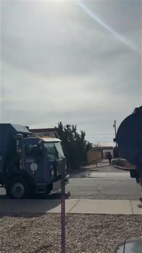 The city of Alburquerque blue garbage trucks parked #garbagecollection #peterbilt #fyp