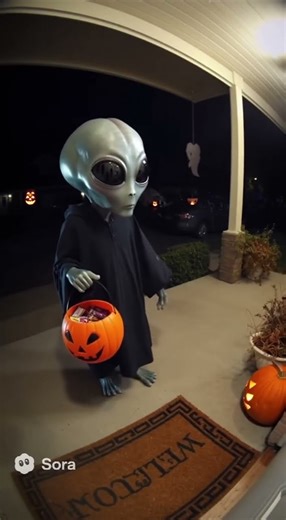 Ring video doorbell footage of a real alien trick or treating