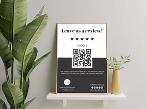 Ask for Review QR Code Sign Template, Google Review Sign, Facebook Review, Business Review Us Request, Small Business Marketing, Canva - Etsy