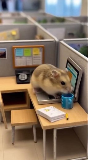 this Hamster is working OVERTIME to finish the report 🐹💻💼 #funnyanimals #hamstergram #workhumor